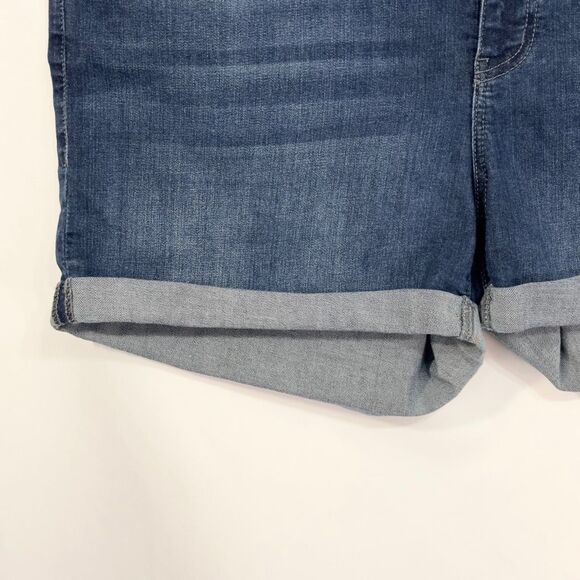 So Plus Size 20 Denim Shorts Midi Mid Rise Cuffed Stretch Blue Denim 1499 - Picture 5 of 12